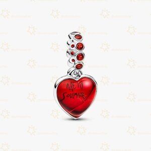 Pandora Red Murano Glass Heart Double Dangle Charm